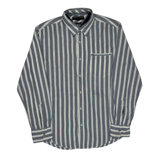 Vintage Tommy Hilfiger Striped Shirt - Large Blue Cotton