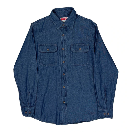 Vintage Wrangler Denim Shirt - Small Blue Cotton