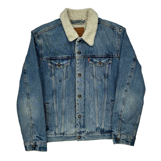 Sherpa Lined Levis Denim Jacket - Large Blue Denim