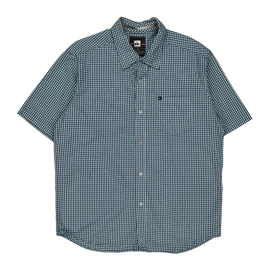 Quiksilver Checked Short Sleeve Shirt - Large Blue Cotton