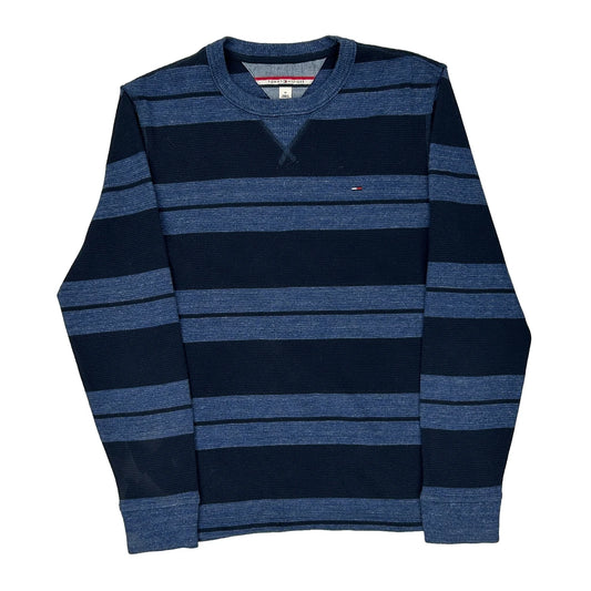 Tommy Hilfiger Striped Long Sleeve T-Shirt - Medium Blue Cotton