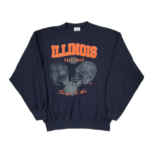 Made In Usa Fighting Illini 20/20 Sport Ncaa Sweatshirt - XL Navy Cotton Blend