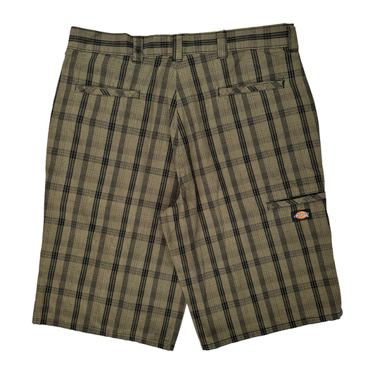 Dickies Checked Chino Shorts - 36W 11L Black Cotton Blend