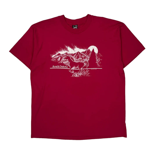 Vintage Fruit Of The Loom Single Stitch T-Shirt - XL Red Cotton Blend