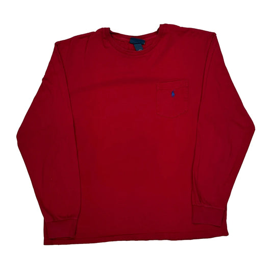 Vintage Polo By Ralph Lauren Long Sleeve T-Shirt - Large Red Cotton