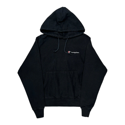 Vintage Reverse Weave Champion Hoodie - Small Black Cotton