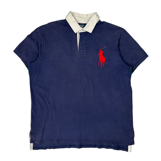 Vintage Polo By Ralph Lauren Rugby Shirt - 2XL Blue Cotton