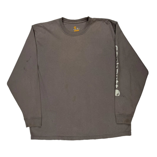 Carhartt Long Sleeve T-Shirt - 2XL Grey Cotton