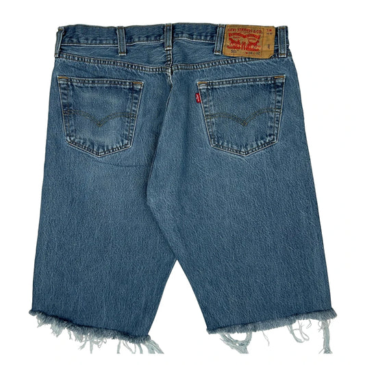 Levis Cut Off Denim Shorts - 34W 10L Blue Denim