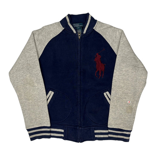 Vintage Age 8 Polo By Ralph Lauren Varsity Jacket - Small Blue Cotton