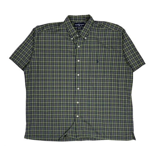 Vintage Ralph Lauren Checked Short Sleeve Shirt - XL Green Cotton