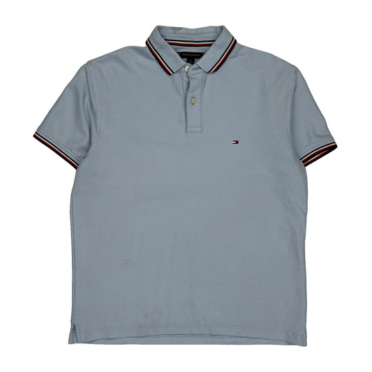 Tommy Hilfiger Striped Polo Shirt - Medium Blue Cotton