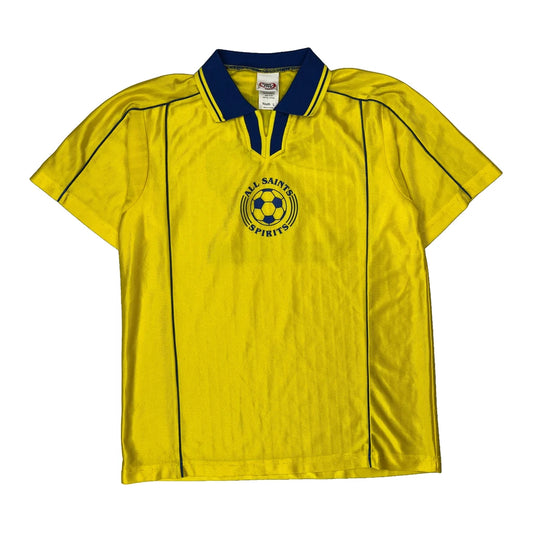 Vintage Youth High Five All Saints Spirits Football Shirt - Large Yellow Polyester