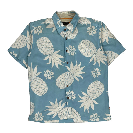 Quiksilver Hawaiian Shirt - Small Blue Cotton
