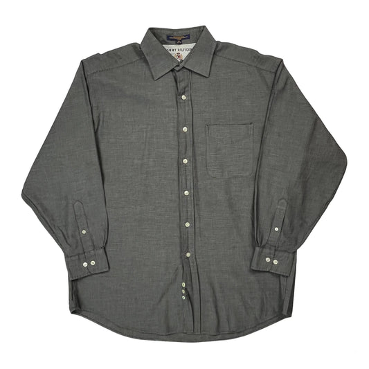 Vintage Tommy Hilfiger Shirt - Large Grey Cotton