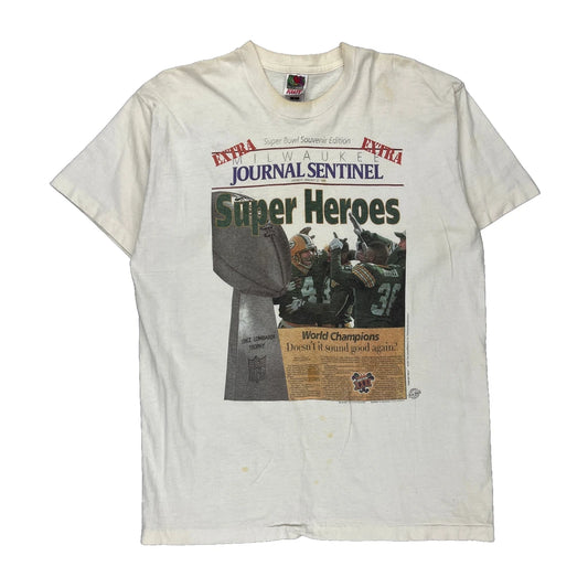 Green Bay Packers Fruit Of The Loom Graphic T-Shirt - XL White Cotton