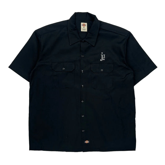 Vintage J3 Logo Dickies Short Sleeve Shirt - XL Black Polyester Blend