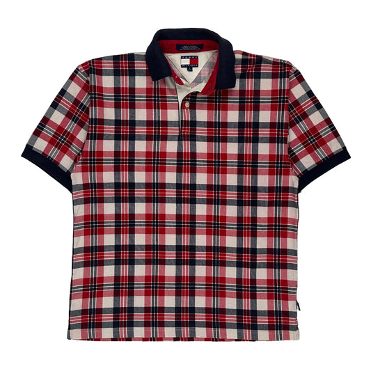 Tommy Hilfiger Checked Polo Shirt - Small Navy Cotton