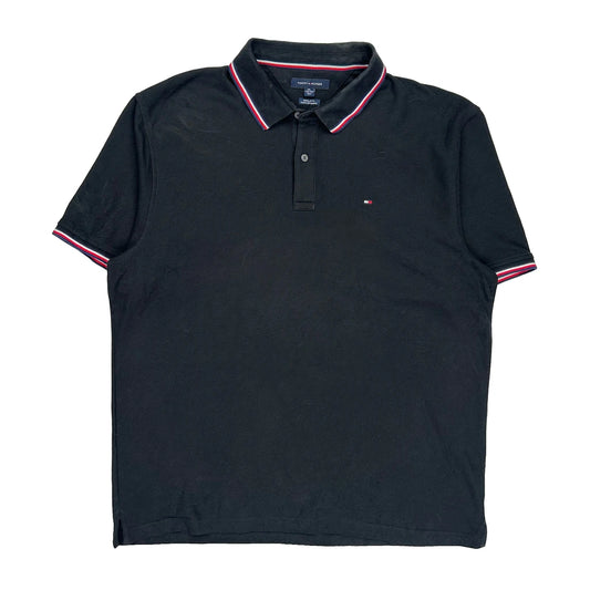 Vintage Tommy Hilfiger Striped Polo Shirt - 2XL Black Cotton