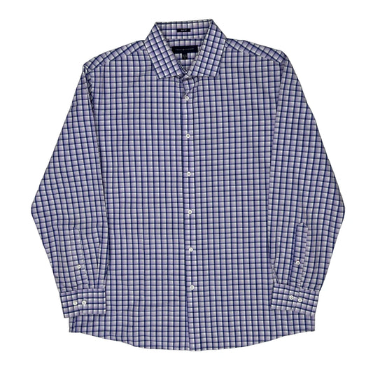 Vintage Tommy Hilfiger Slim Fit Shirt - Large Blue Cotton
