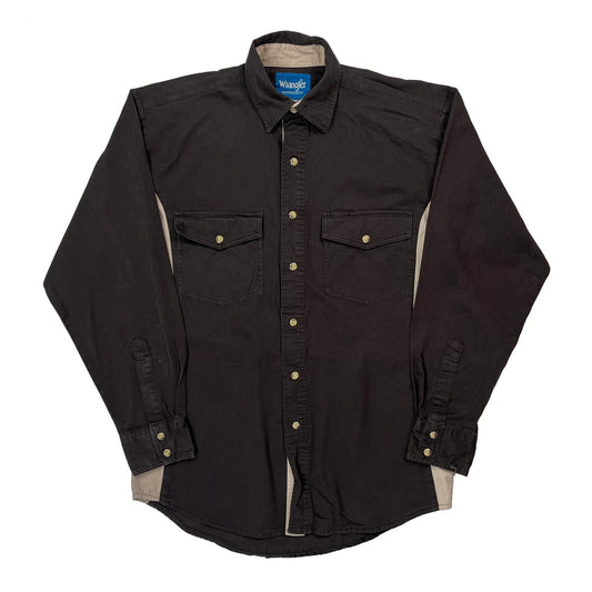 Vintage Wrangler Contrast Stitch Shirt - Small Black Cotton