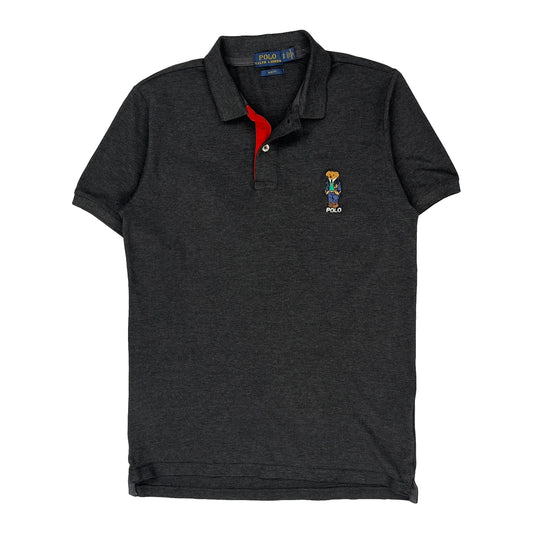 Vintage Polo By Ralph Lauren Slim Fit Polo Shirt - Small Grey Cotton