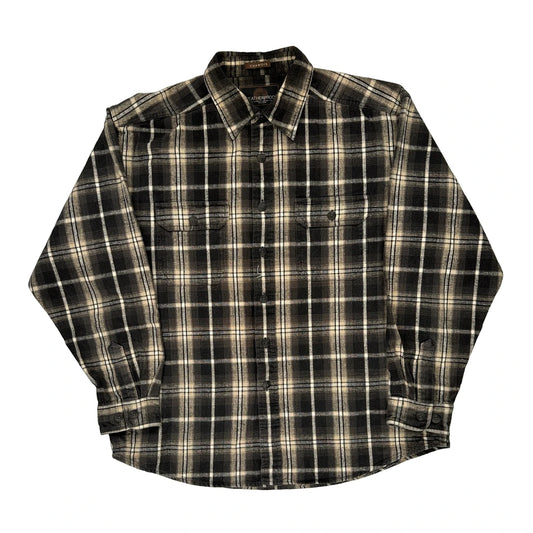 Weatherproof Checked Flannel Shirt - Large Beige Cotton