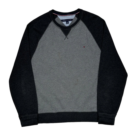 Tommy Hilfiger Raglan Sweatshirt - Large Grey Cotton