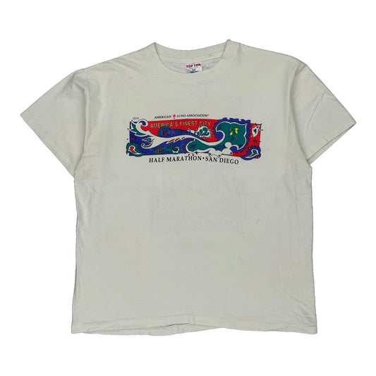 Half Marathon San Diego Tee Jays Single Stitch T-Shirt - XL White Cotton