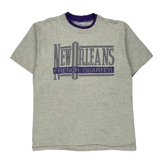 New Orleans French Quarter Premier Sportswear Single Stitch T-Shirt - Large Grey Cotton