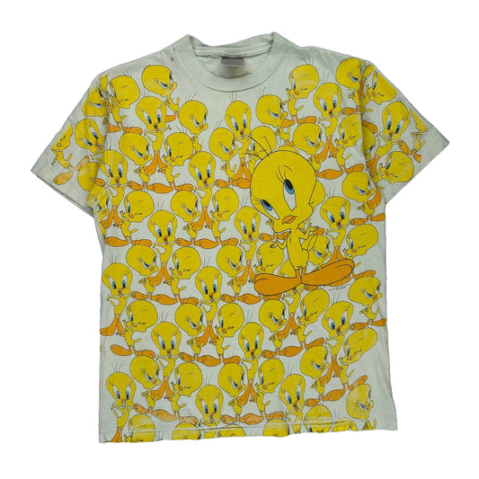 Tweety Bird Oneita Single Stitch T-Shirt - Large White Cotton