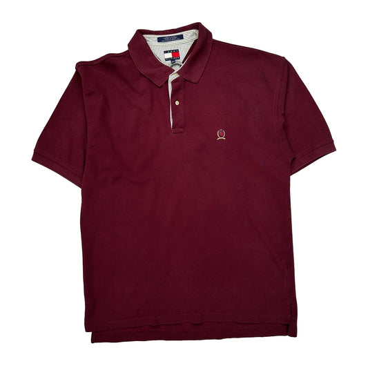 Tommy Hilfiger Polo Shirt - XL Burgundy Cotton