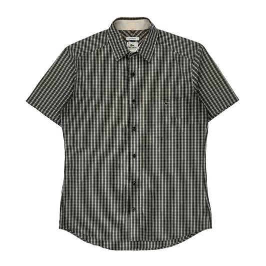 Lacoste Checked Short Sleeve Shirt - Small Black Cotton