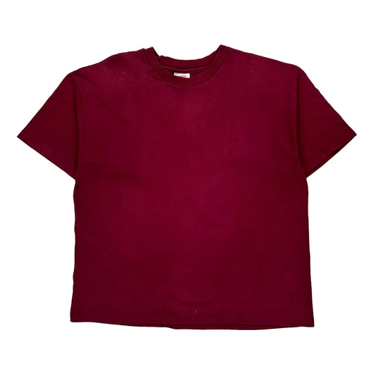 Blank Hanes Single Stitch T-Shirt - Large Burgundy Cotton