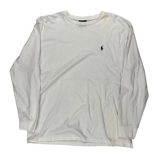 Polo By Ralph Lauren Long Sleeve T-Shirt - Large White Cotton
