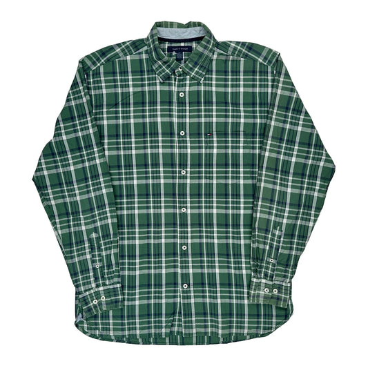 Tommy Hilfiger Checked Shirt - Large Green Cotton