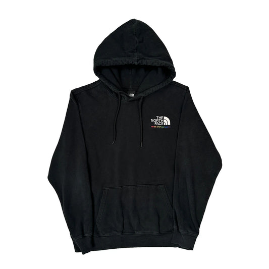 Vintage Never Stop Exploring The North Face Graphic Hoodie - Large Black Cotton