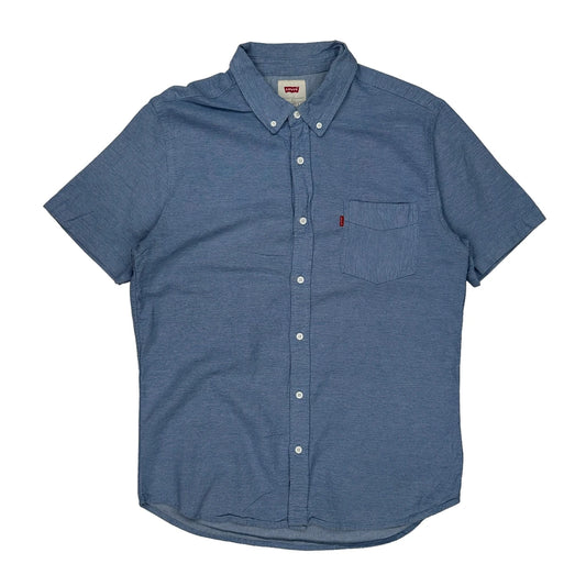 Levis Short Sleeve Shirt - Large Blue Cotton