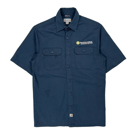 Work Uniform Carhartt Short Sleeve Shirt - Medium Blue Cotton