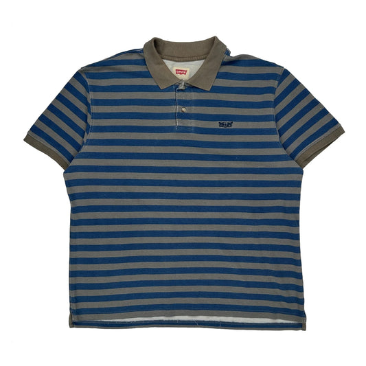 Levis Striped Polo Shirt - 2XL Blue Cotton