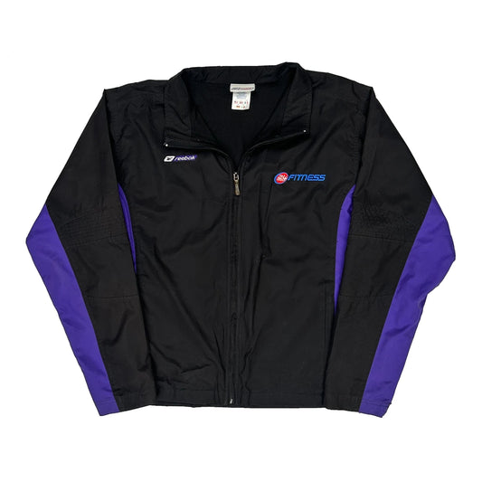 Vintage 24 Hour Fitness Reebok Track Jacket - Large Black Nylon
