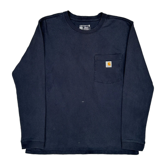 Carhartt Long Sleeve T-Shirt - Medium Navy Cotton