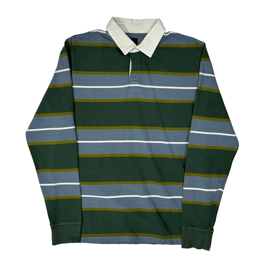 Vintage Vans Striped Rugby Shirt - Medium Green Cotton