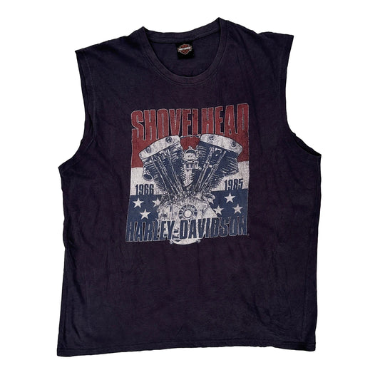 Shovelhead Harley Davidson Graphic Vest - 3XL Black Cotton