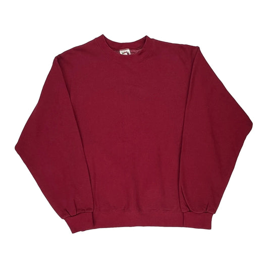 90S Blank Fruit Of The Loom Sweatshirt - Medium Red Cotton