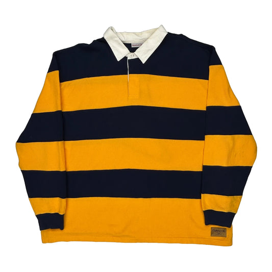 Reebok Striped Rugby Shirt - 2XL Navy Cotton