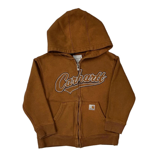 Vintage Age 3 Carhartt Spellout Hoodie - XS Brown Cotton Blend
