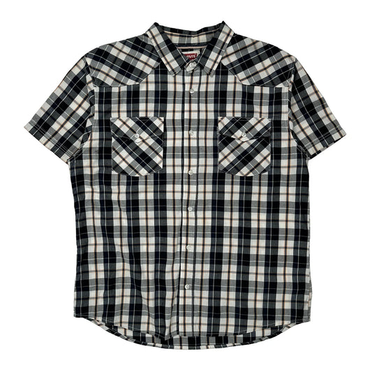 Levis Checked Short Sleeve Shirt - XL Black & White Cotton