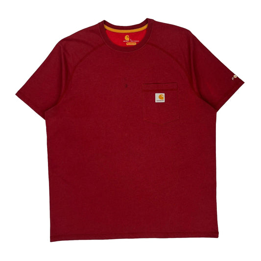 Carhartt T-Shirt - Large Red Polyester Blend