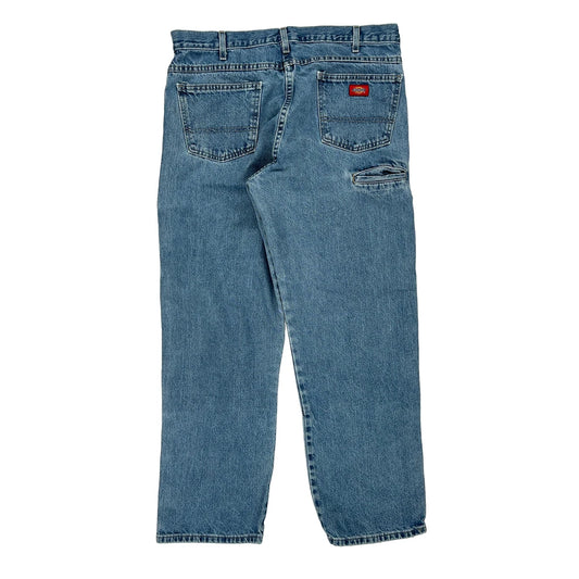Dickies Double Knee Jeans - 34W 30L Blue Cotton